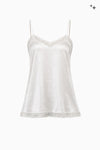 Silk satin top with lace