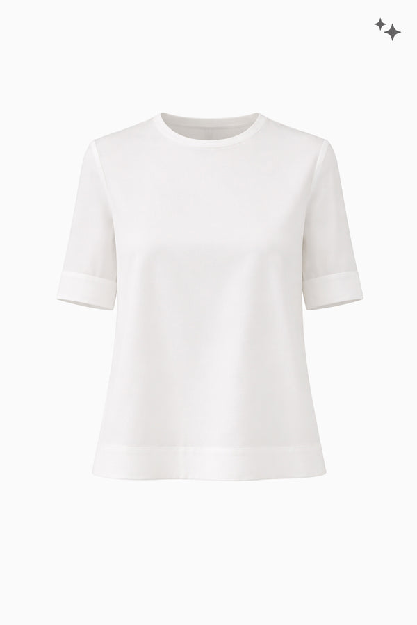 Lightweight crêpe top with short sleeves