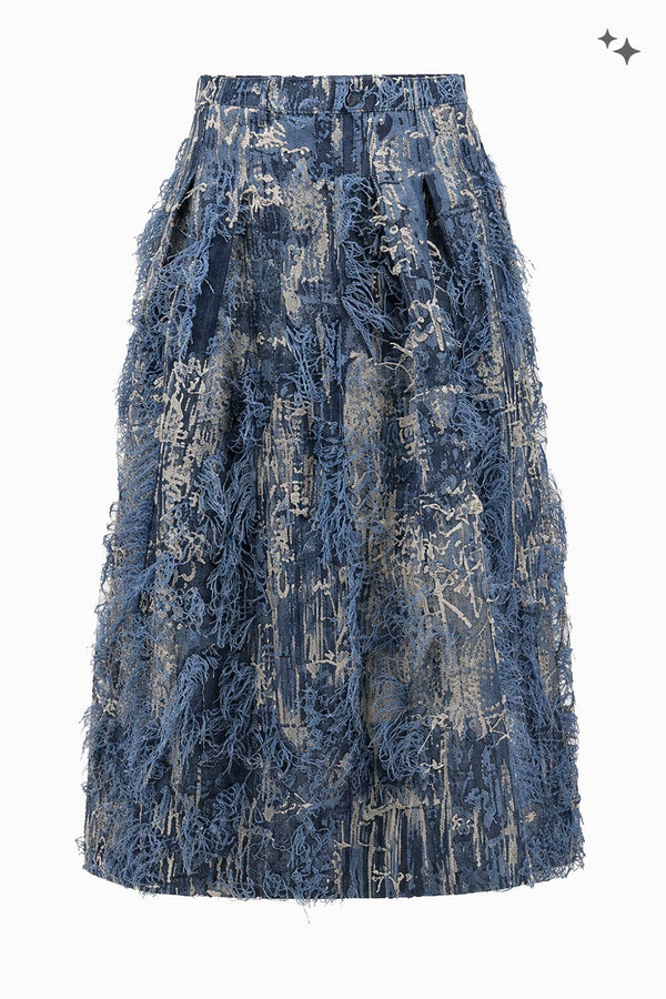Ausgestellter Rock aus Fancy Jeans mit Eingrifftaschen