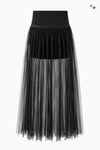 Long crêpe and tulle skirt