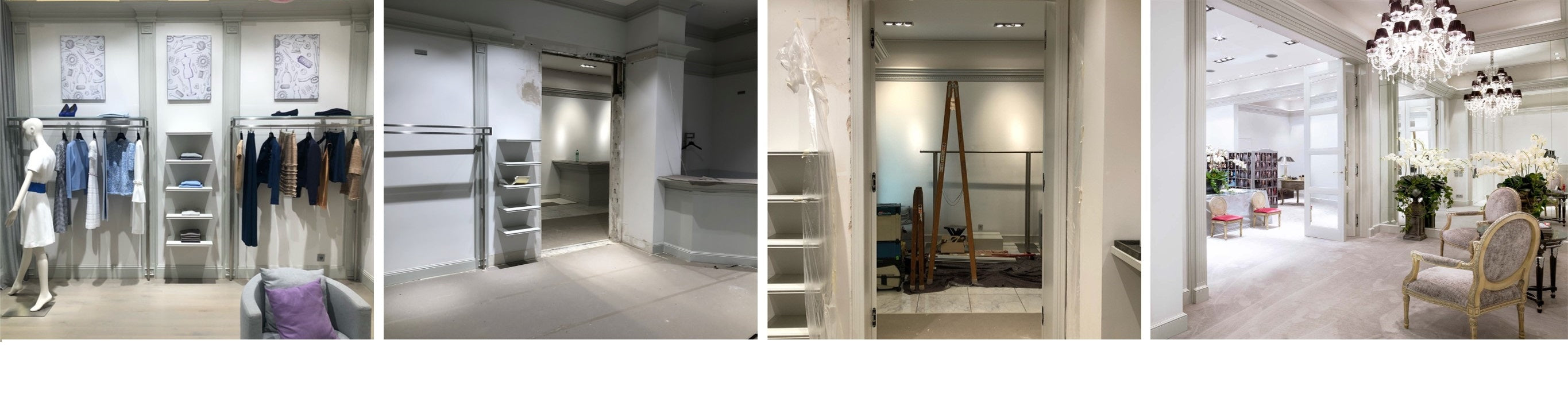 Renovation process of the couture salon and store of PIO O'KAN on Königsallee in Düsseldorf.