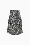 Long skirt with high waist in black and white jacquard pattern