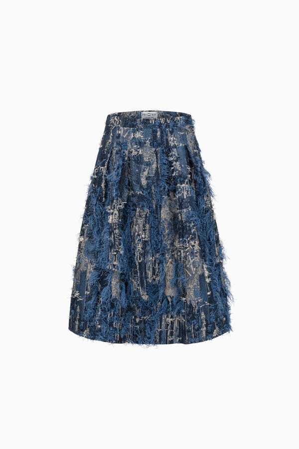 Flared skirt in fancy denim with side pockets