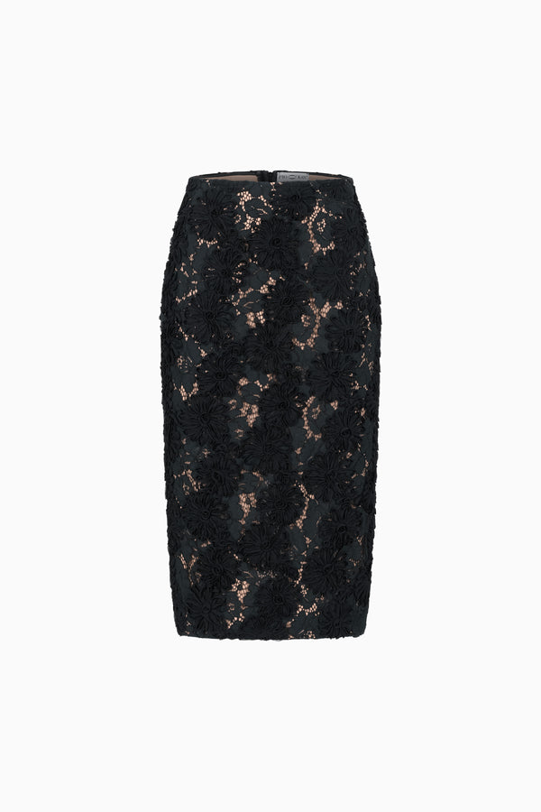 Long lace pencil skirt