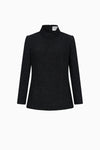 Long-sleeved top with stand-up collar in fancy jersey