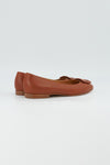 Ballerina aus Leder in Cognac