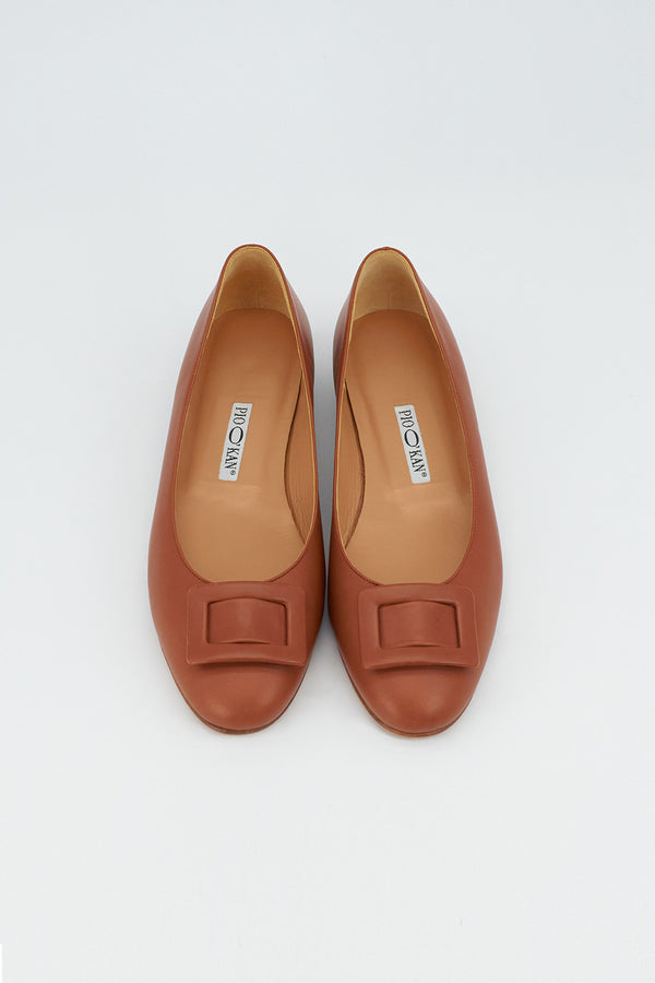 Ballerina aus Leder in Cognac