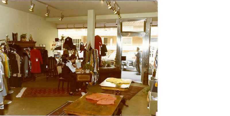 Exclusive couture/fashion shop by Helga Okan, founder of PIO O'KAN, on Sylt, 1972.
