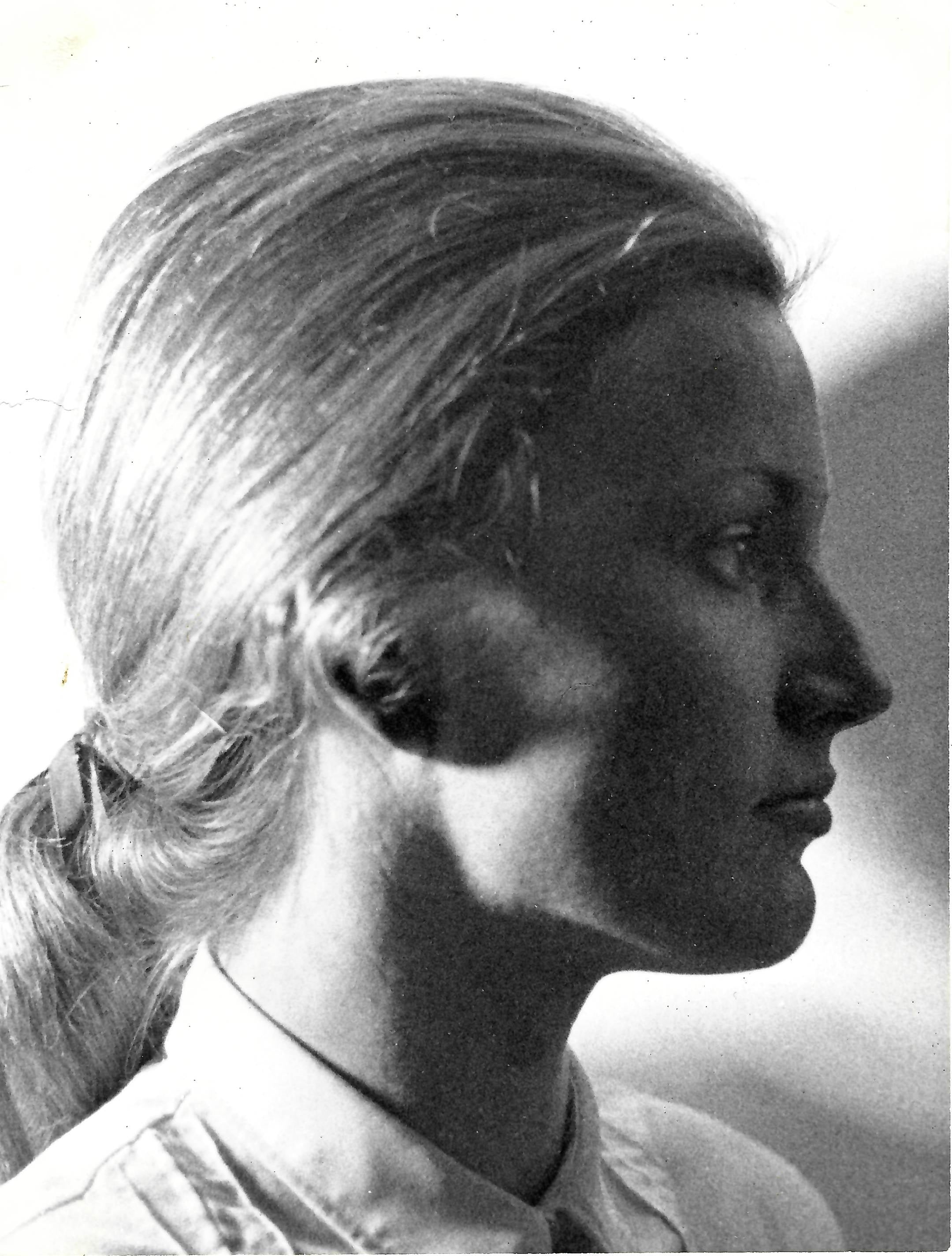 Fashion designer Helga Okan (formerly Grünwoldt), founder of PIO O'KAN, as a young woman aged 18 in the 60s.