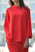 Top with stand-up collar in crêpe