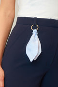 Cotton key ring in white-blue