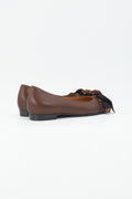 Smooth leather ballerina in brown