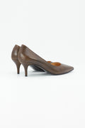 Brown leather pumps