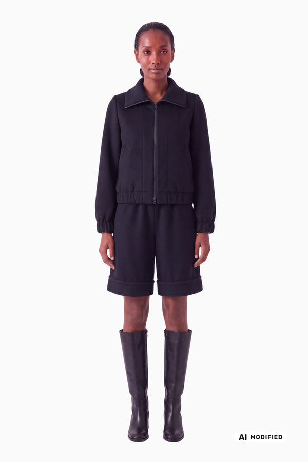 Bomberjacke mit Stehkragenaus Woll-Cashmere