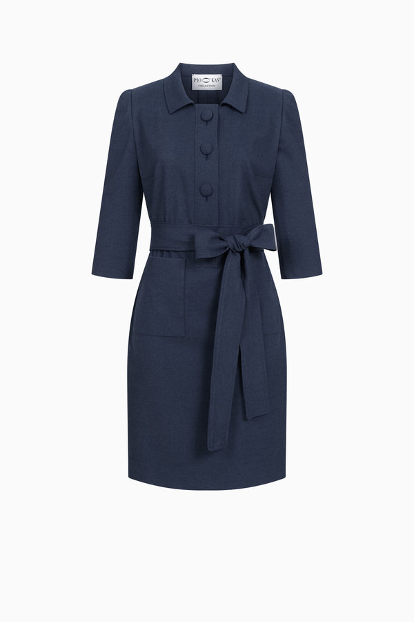 Kleid mit Knopfleiste aus Gabardine