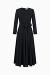 Langes Kleid mit Bindegürtel aus Jersey