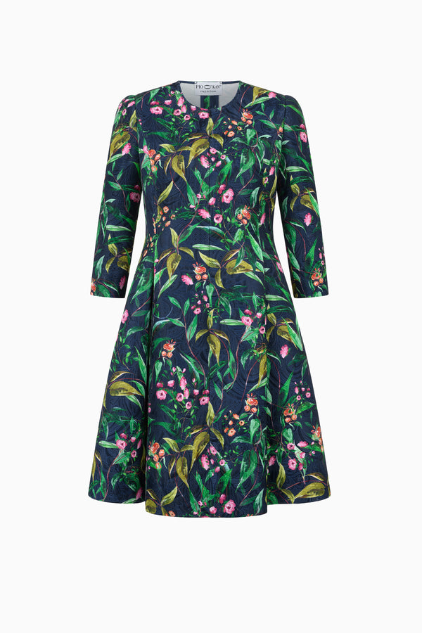 Ausgestelltes Kleid mit Eingrifftaschen aus Piqué