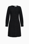 Ausgestelltes Kleid mit Gürtel und Statementärmeln aus Fancy Jersey
