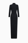 Langes Kleid mit Stehkragen aus Fancy Jersey