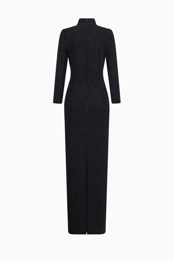 Langes Kleid mit Stehkragen aus Fancy Jersey