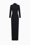 Langes Kleid mit Stehkragen aus Fancy Jersey