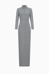 Langes Kleid mit Stehkragen aus Fancy Jersey