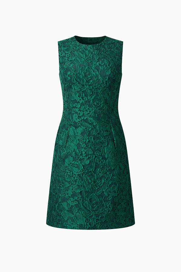 Ausgestelltes Kleid mit Eingrifftaschen aus Jacquard