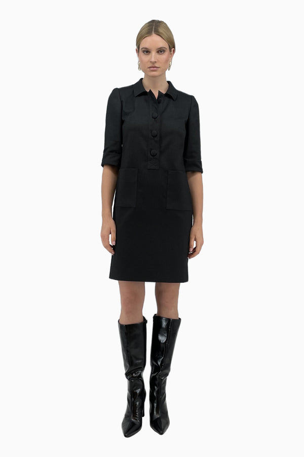 Kleid mit Knopfleiste aus Gabardine