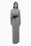 Langes Kleid mit Stehkragen aus Fancy Jersey