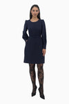 Ausgestelltes Kleid mit Gürtel und Statementärmeln aus Crêpe