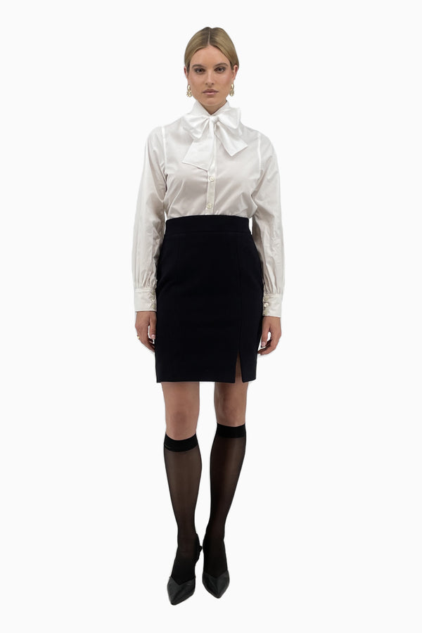 Bluse mit Schleifendetail aus Baumwoll-Popeline