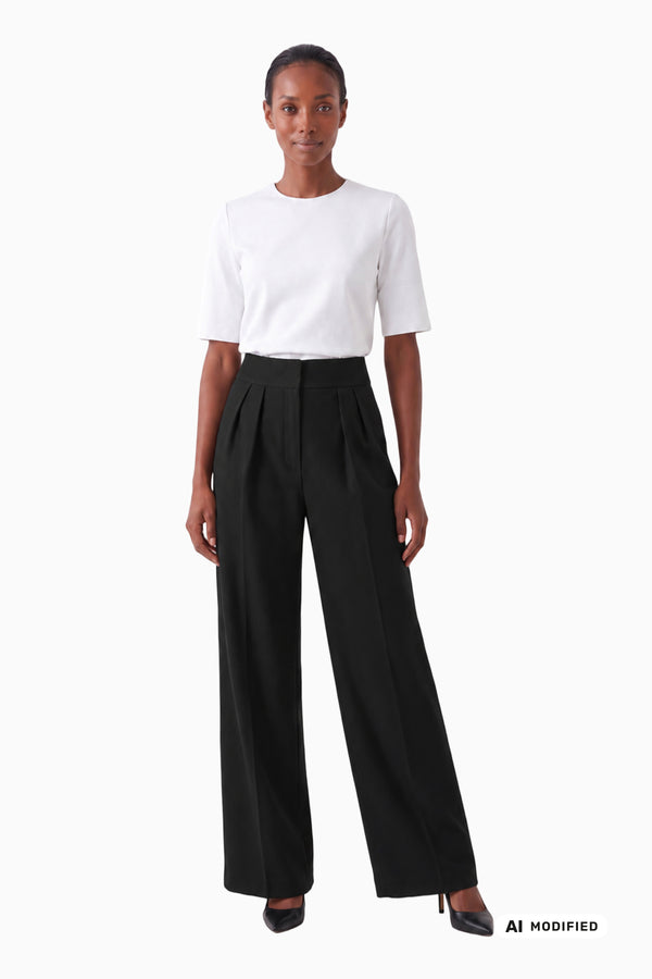 Weite Bundfaltenhose aus Crêpe