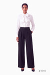 Weite Bundfaltenhose aus Wollcrêpe