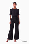 Weite Bundfaltenhose aus Fancy Jersey