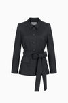 Taillierte Jacke aus Gabardine mit Bindegürtel