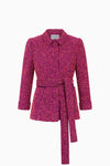 Hüftlange Jacke aus Tweed mit Bindegürtel