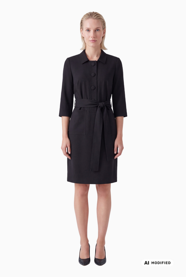 Kleid mit Knopfleiste aus Gabardine