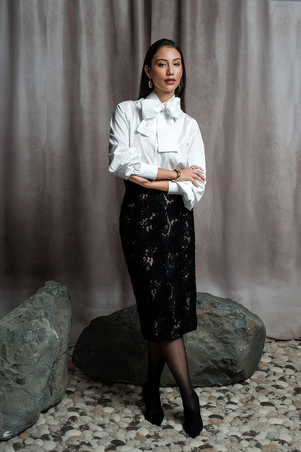 Bluse mit Schleifendetail aus Baumwoll-Popeline