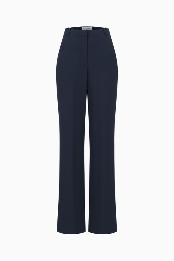 Straight-leg crêpe trousers with belt loops