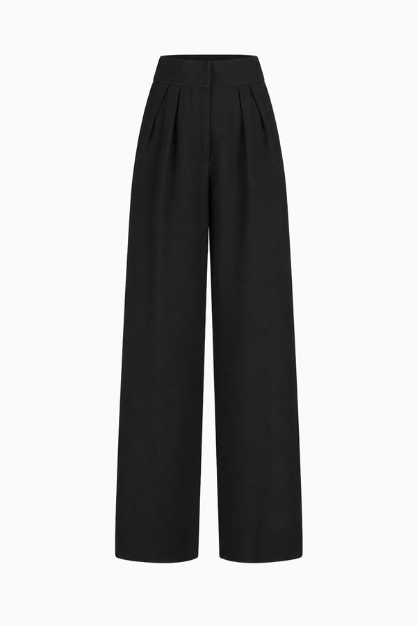 Weite Bundfaltenhose aus Wollcrêpe