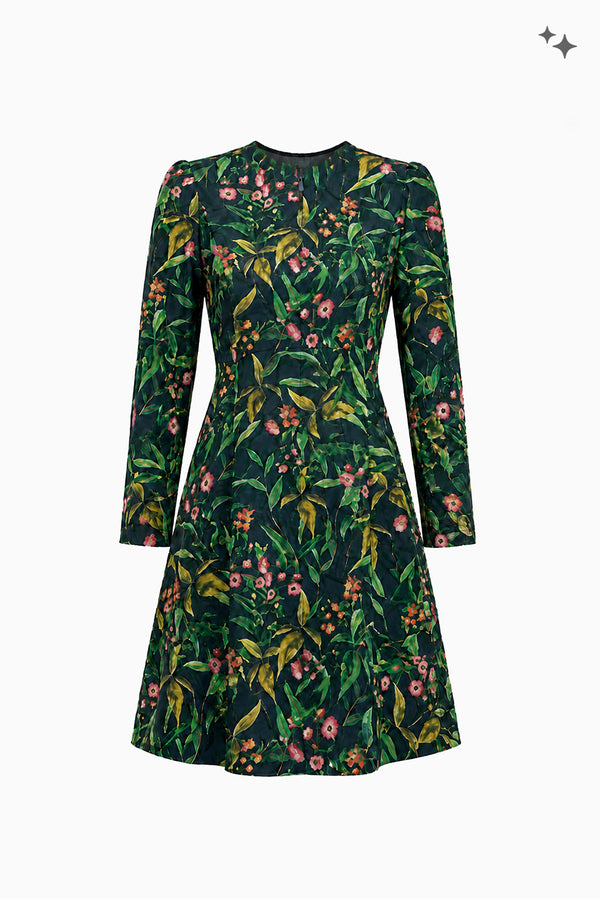 Ausgestelltes Kleid mit Eingrifftaschen aus Piqué