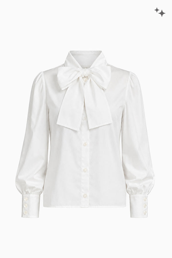 Bluse mit Schleifendetail aus Baumwoll-Popeline