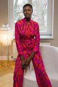 Wickelbluse aus bedruckter Seide