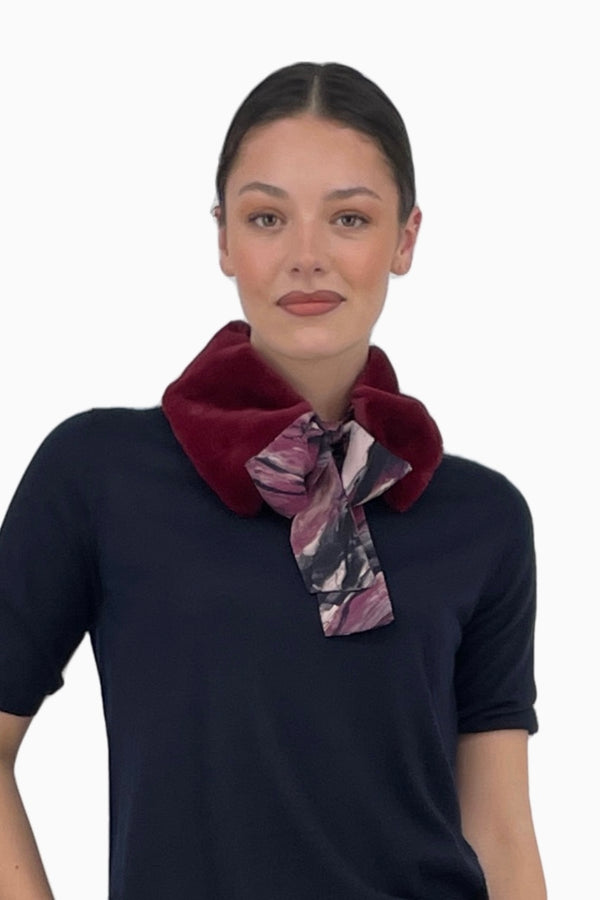 Kragen zum binden aus Faux-Fur und Seide