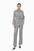 Leichte Blouson-Jacke aus Flanell mit Bindegürtel