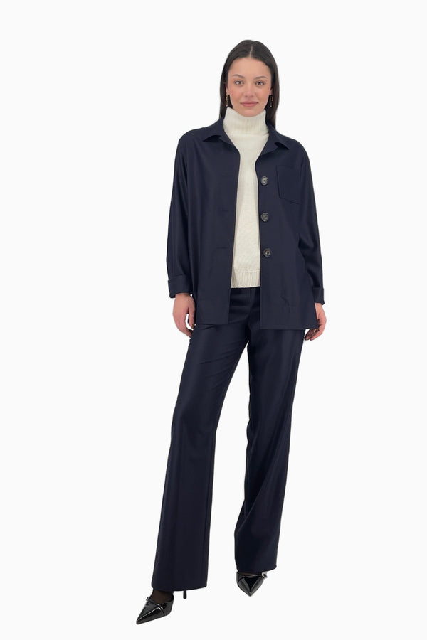 Leichte Blouson-Jacke aus Flanell mit Bindegürtel