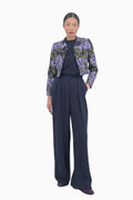 Kurze Jacke aus Jacquard in Blumenmuster