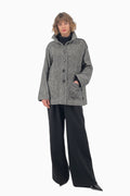 Oversize Jacke im Fischgrat-Muster