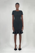 Schmales Kleid mit Rüschen aus Jacquard