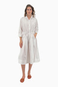 Hemdblusenkleid aus Baumwollpopeline mit Tunnelzug